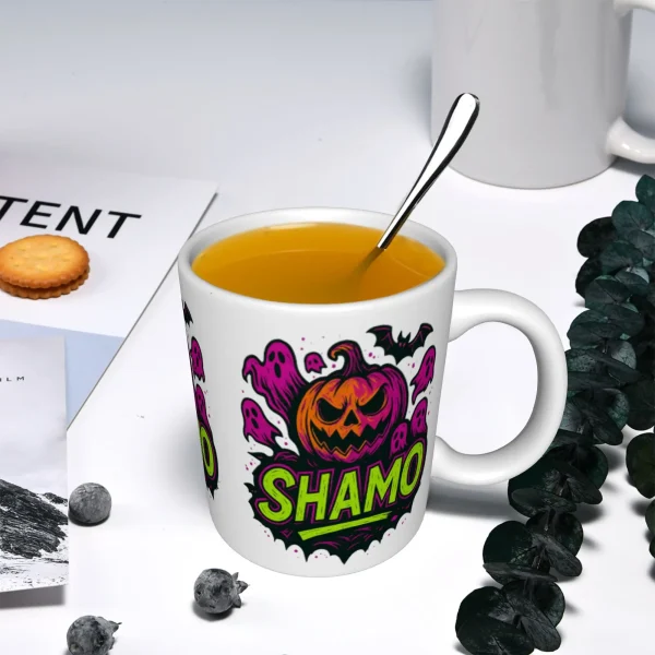 Eco-Certified 11oz Halloween Ceramic Mug - Recyclable Spooky Pumpkin Design | Lead-Free Glaze & Sublimation Ready
